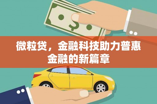 高县微粒贷，金融科技助力普惠金融的新篇章